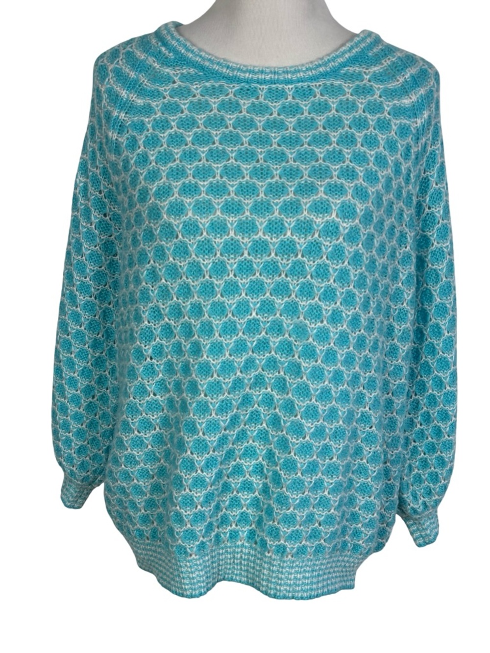 Lilly Pultizer Corabelle Sweater Turquoise Shore Honeycomb Women's Size Large
